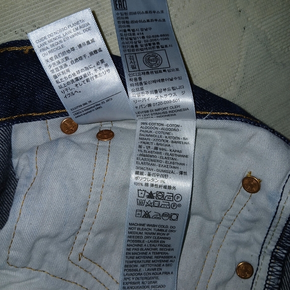 #046 Mens Levi Strauss 501 Original Stretch Blue Jeans Size W/35 L/34 - Picture 10 of 16